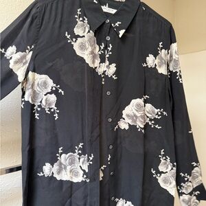 Equipment Black and White Floral Button Down Shirt